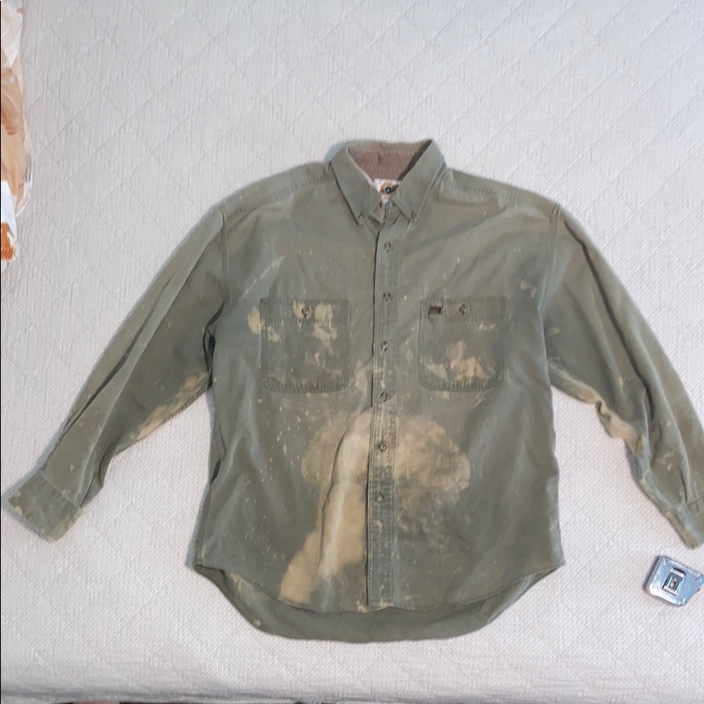 Mens worn out field gear button down vintage top